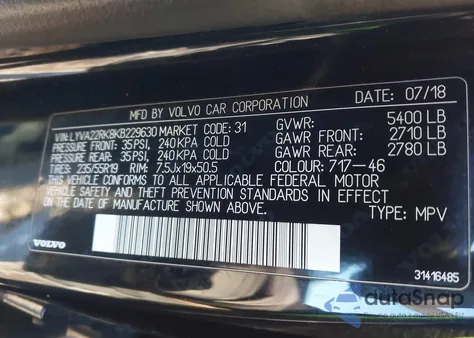 2019 Volvo Xc60 T6 Momentum from USA, damaged, VIN LYVA22RK8KB229630
